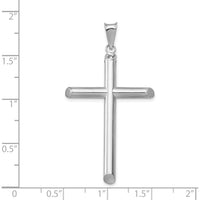 14K White Gold Polished Tube Cross Pendant with Rhodium Plating - 46.83mm Length by Oro Pregiato