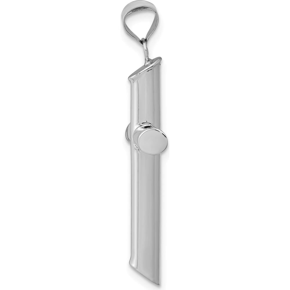 14K White Gold Polished Tube Cross Pendant with Rhodium Plating by Oro Pregiato
