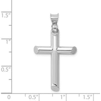 14K White Gold Polished Tube Cross Pendant with Rhodium Plating by Oro Pregiato