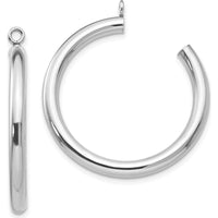 14K White Gold Polished Tube Hoop Earring Jackets - 30mm by Oro Pregiato