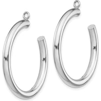 14K White Gold Polished Tube Hoop Earring Jackets - 30mm by Oro Pregiato