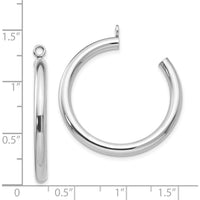 14K White Gold Polished Tube Hoop Earring Jackets - 30mm by Oro Pregiato