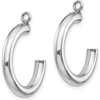 14K White Gold Polished Tube Hoop Earring Jackets with Rhodium Plating - 29mm Length by Oro Pregiato