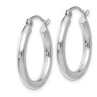 14K White Gold Polished Tube Hoop Earrings - 20mm Length, 2.5mm Thickness by 0