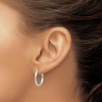 14K White Gold Polished Tube Hoop Earrings - 20mm Length, 2.5mm Thickness by 0