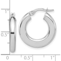 14K White Gold Polished Tube Hoop Earrings - 23mm Length, Rhodium Plated by 0