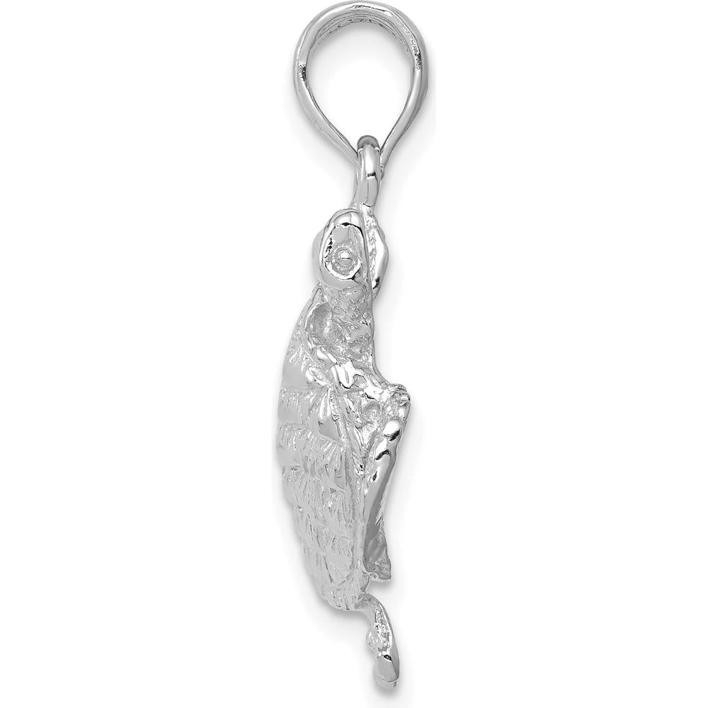 14K White Gold Polished Turtle Pendant with Textured Detailing - Open Back Design by Oro Pregiato