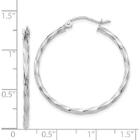 14K White Gold Polished Twist Hoop Earrings - 26mm Length by 0