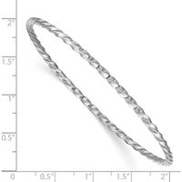 14K White Gold Polished Twisted 2.50mm Slip-on Round Bangle Bracelet by Oro Pregiato