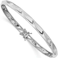 14K White Gold Polished Twisted 5.00mm Flexible Bangle Bracelet with Box Catch Clasp by Oro Pregiato