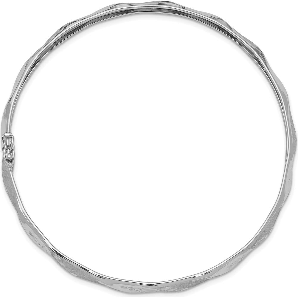 14K White Gold Polished Twisted 5.00mm Flexible Bangle Bracelet with Box Catch Clasp by Oro Pregiato