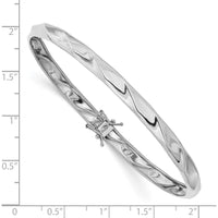 14K White Gold Polished Twisted 5.00mm Flexible Bangle Bracelet with Box Catch Clasp by Oro Pregiato