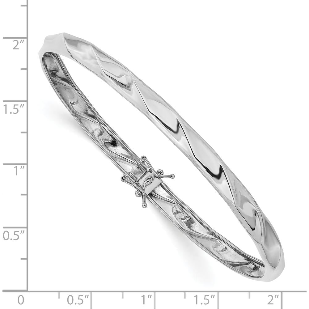 14K White Gold Polished Twisted 5.00mm Flexible Bangle Bracelet with Box Catch Clasp by Oro Pregiato