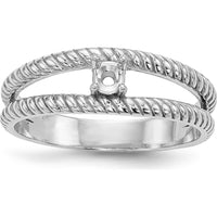 14K White Gold Polished Twisted Band Ring with Blue Sapphire Gemstone by Oro Pregiato