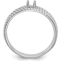 14K White Gold Polished Twisted Band Ring with Blue Sapphire Gemstone by Oro Pregiato