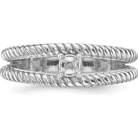 14K White Gold Polished Twisted Band Ring with Blue Sapphire Gemstone by Oro Pregiato