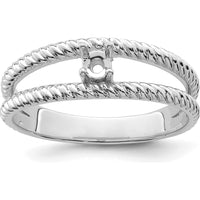 14K White Gold Polished Twisted Band Ring with Blue Sapphire Gemstone by Oro Pregiato