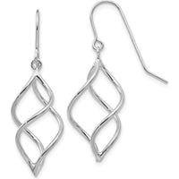 14K White Gold Polished Twisted Drop Dangle Earrings - Elegant and Stylish Design by 0