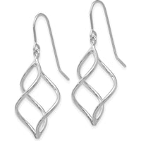 14K White Gold Polished Twisted Drop Dangle Earrings - Elegant and Stylish Design by 0