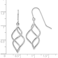 14K White Gold Polished Twisted Drop Dangle Earrings - Elegant and Stylish Design by 0