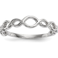 14K White Gold Polished Twisted Loops Fashion Ring - 2mm Band Width, Sizeable Design by 0