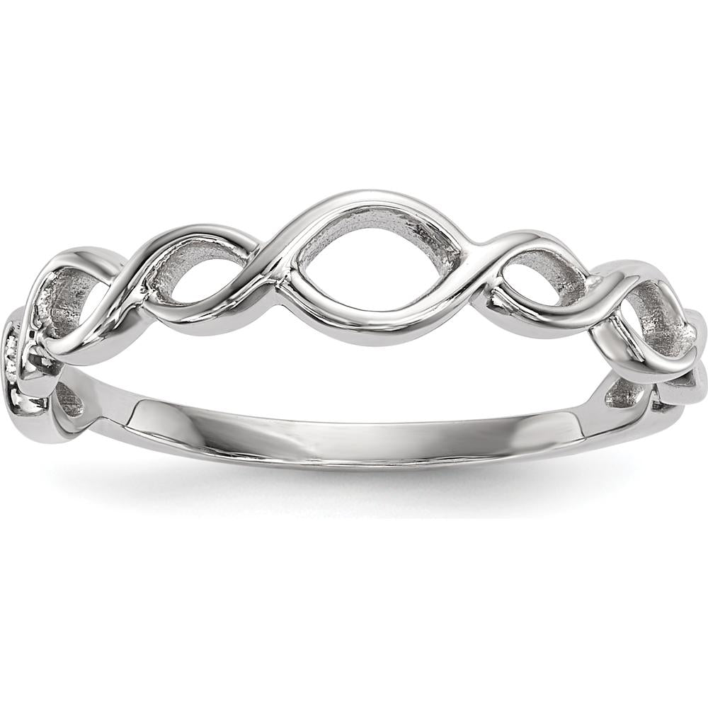 14K White Gold Polished Twisted Loops Fashion Ring - 2mm Band Width, Sizeable Design by 0