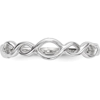 14K White Gold Polished Twisted Loops Fashion Ring - 2mm Band Width, Sizeable Design by 0
