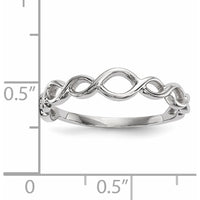 14K White Gold Polished Twisted Loops Fashion Ring - 2mm Band Width, Sizeable Design by 0