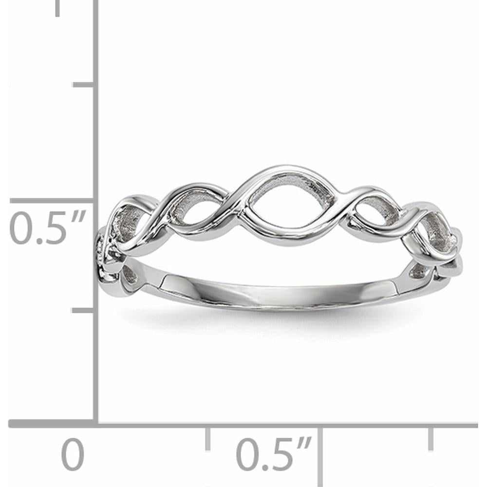 14K White Gold Polished Twisted Loops Fashion Ring - 2mm Band Width, Sizeable Design by 0
