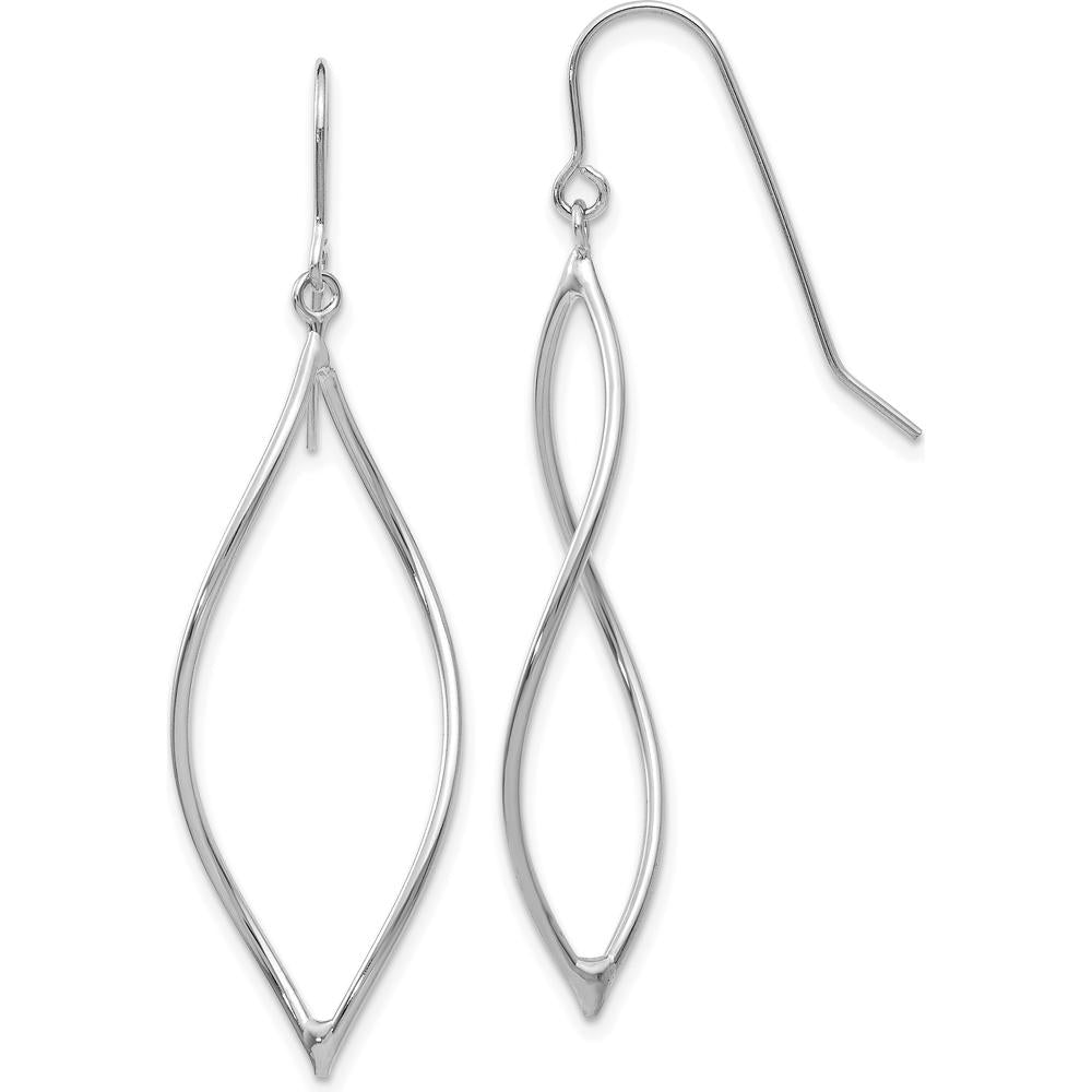14K White Gold Polished Twisted Oblong Dangle Earrings - 47mm Length by 0