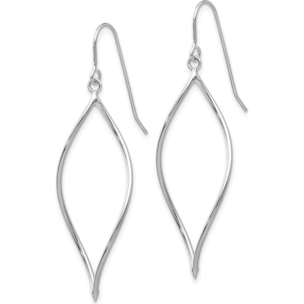 14K White Gold Polished Twisted Oblong Dangle Earrings - 47mm Length by 0