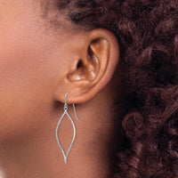 14K White Gold Polished Twisted Oblong Dangle Earrings - 47mm Length by 0