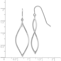 14K White Gold Polished Twisted Oblong Dangle Earrings - 47mm Length by 0