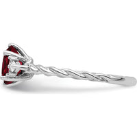 14K White Gold Polished Twisted Ring with Lab Created Ruby and Diamonds - 1.42 Carat Total Gem Weight by 0