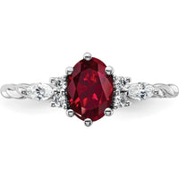 14K White Gold Polished Twisted Ring with Lab Created Ruby and Diamonds - 1.42 Carat Total Gem Weight by 0