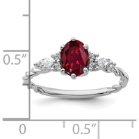14K White Gold Polished Twisted Ring with Lab Created Ruby and Diamonds - 1.42 Carat Total Gem Weight by 0