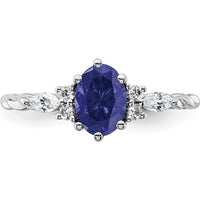 14K White Gold Polished Twisted Ring with Lab-Created Sapphire and Diamond Accents - 1.70 Carat Total Gem Weight by 0