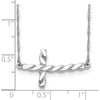 14K White Gold Polished Twisted Sideways Cross Necklace - 17" Length by 0