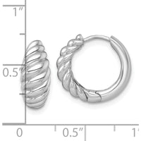 14K White Gold Polished Twisted Tapered Hinged Hoop Earrings by 0