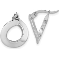 14K White Gold Polished Twisted Tube Hoop Earrings - 16.5mm by 0