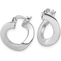 14K White Gold Polished Twisted Tube Hoop Earrings - 16.5mm by 0