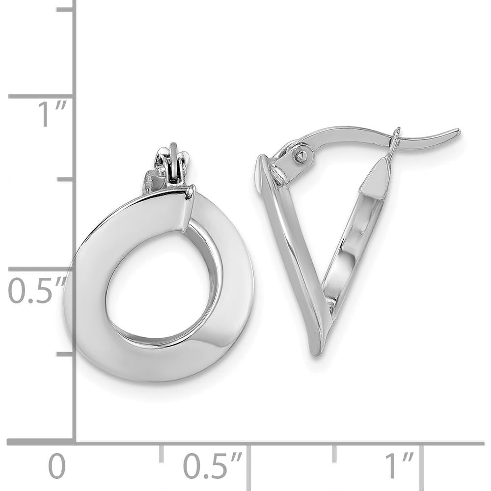 14K White Gold Polished Twisted Tube Hoop Earrings - 16.5mm by 0