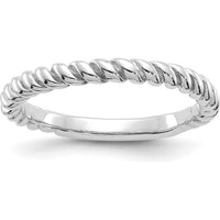 14K White Gold Polished Twisted Wedding Band - 3mm Width by Oro Pregiato