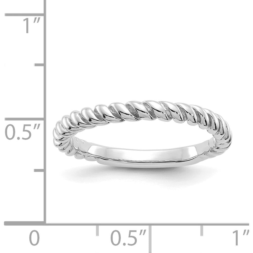 14K White Gold Polished Twisted Wedding Band - 3mm Width by Oro Pregiato