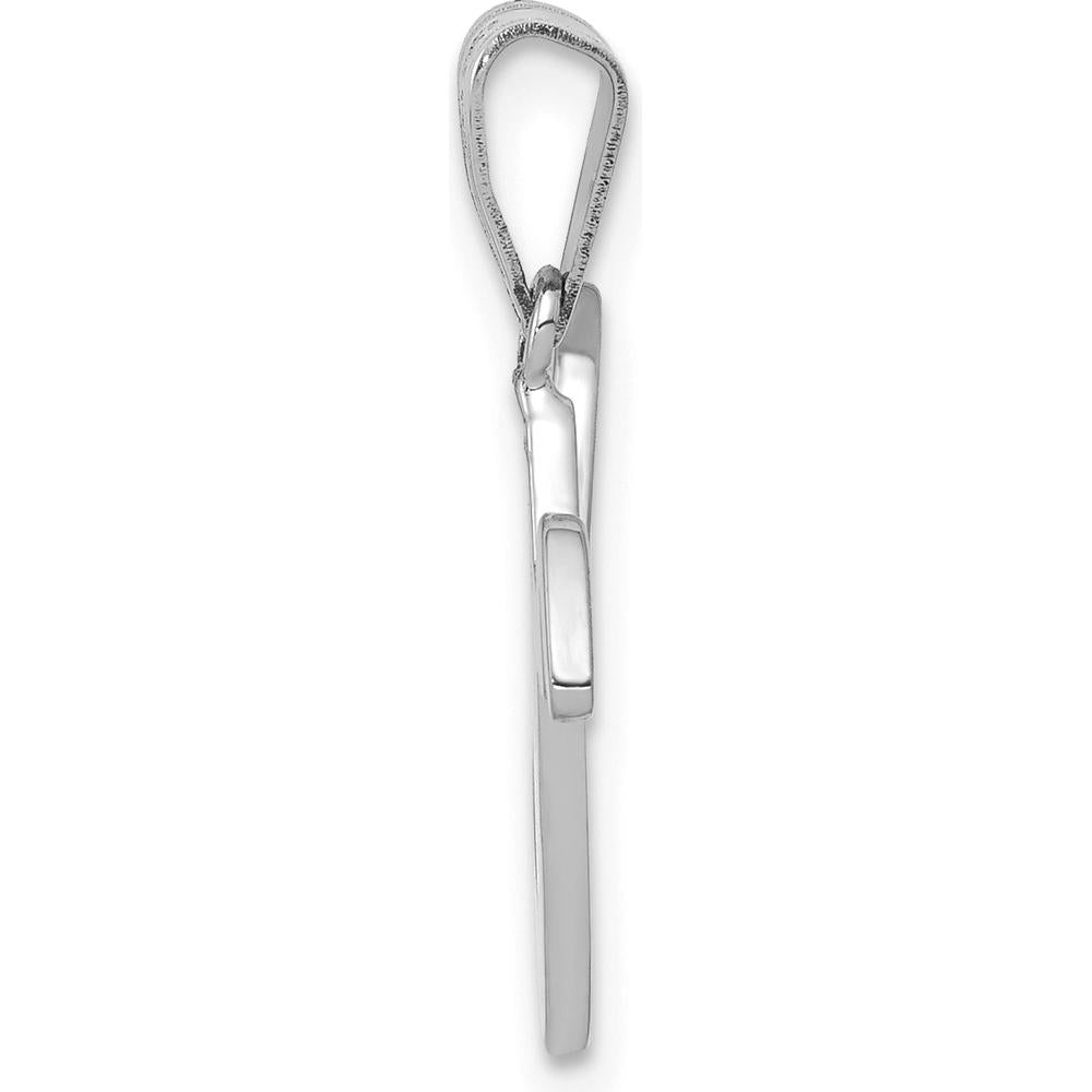 14K White Gold Polished "V" Initial Pendant with Rhodium Plating by Oro Pregiato