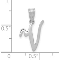 14K White Gold Polished "V" Initial Pendant with Rhodium Plating by Oro Pregiato