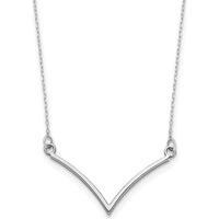 14K White Gold Polished V-Necklace with Rhodium Plating - 18" Length by Oro Pregiato
