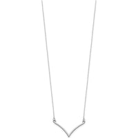 14K White Gold Polished V-Necklace with Rhodium Plating - 18" Length by Oro Pregiato