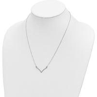 14K White Gold Polished V-Necklace with Rhodium Plating - 18" Length by Oro Pregiato