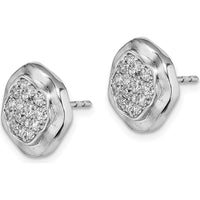 14K White Gold Polished Wavy Circle Diamond Post Earrings - 0.17 Carat Total Diamond Weight by Oro Pregiato